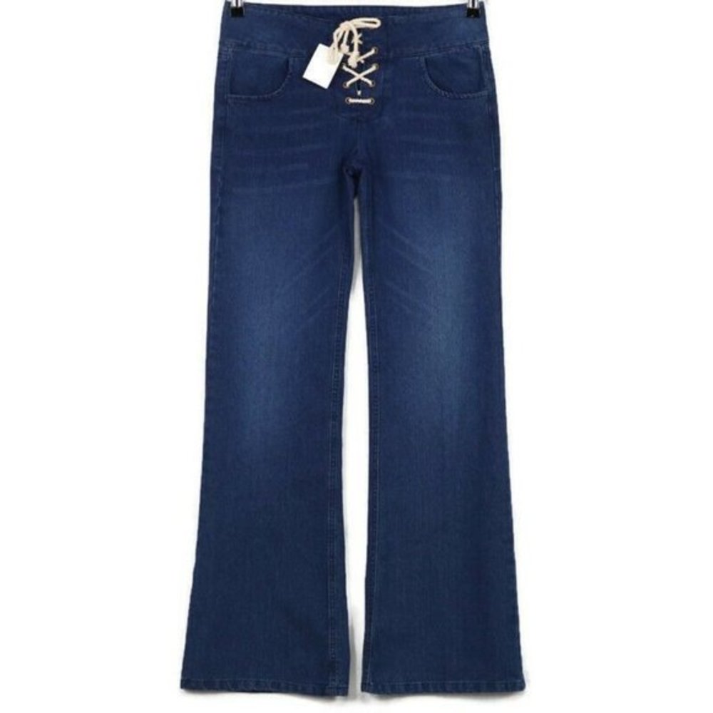 Olsenboye Flare Wide Leg Jeans Lace Up Springtime In Paris 5 x‎ 33